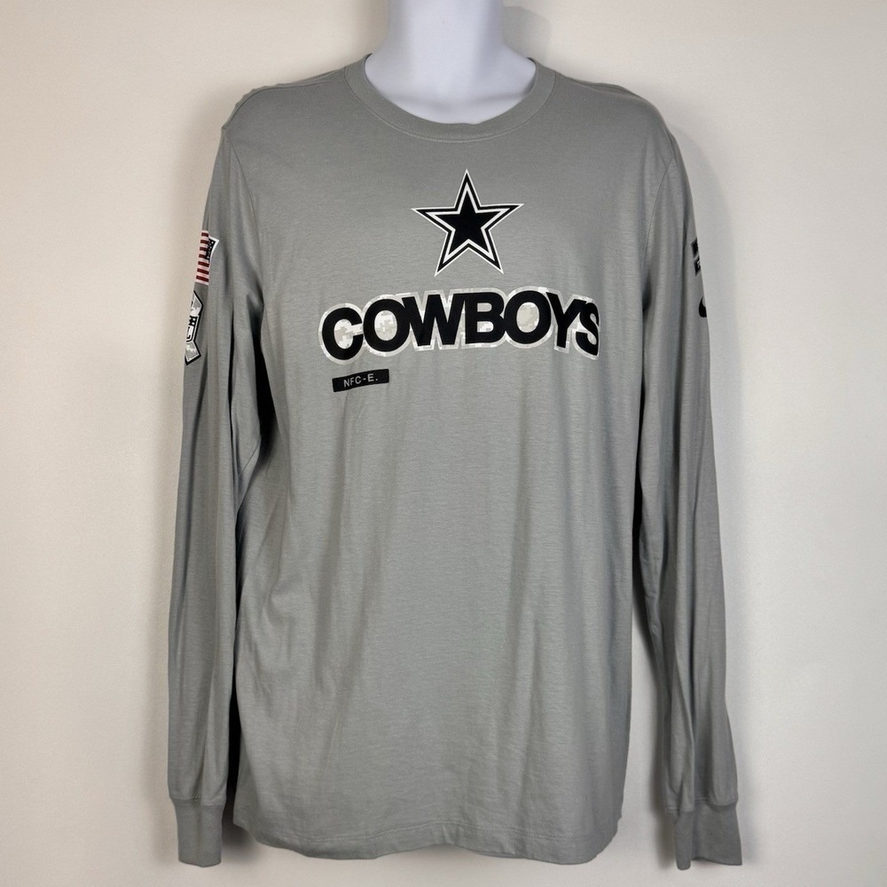 NWT Nike Dallas Cowboys Long Sleeve Shirt Men Medium Grey Salute to Service